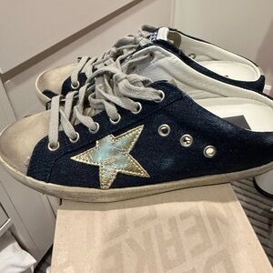 Golden goose denim sneaker mules